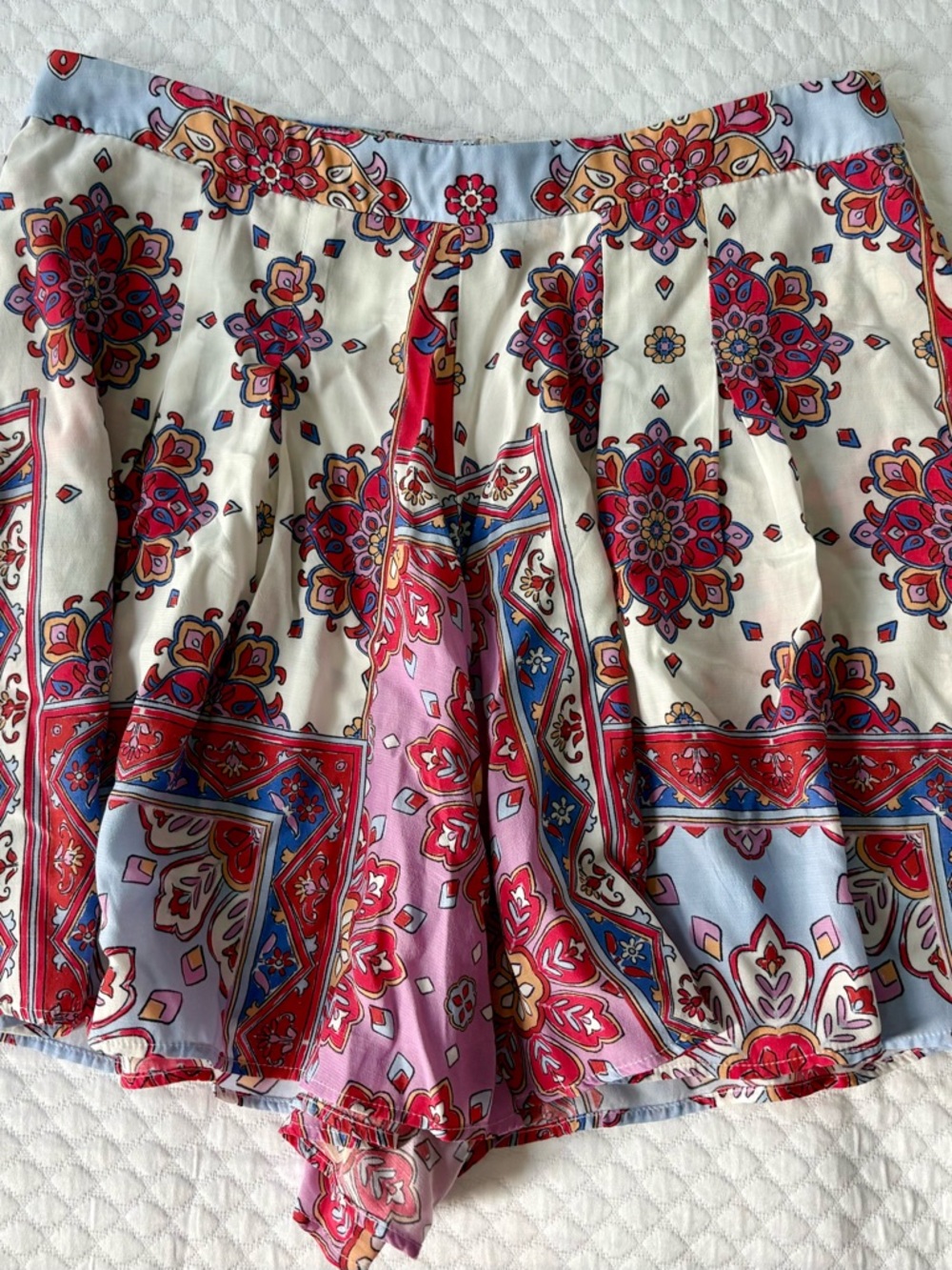 Yumi Kim rosebud shorts Paisley Floral Mini with Pink, Red, Blue & Cream